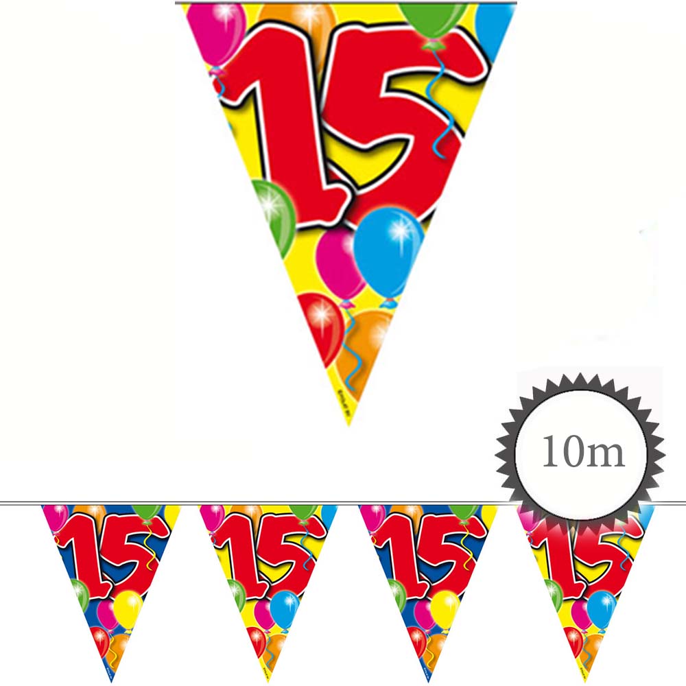 Wimpelkette Ballons 15 Geburtstag 10m