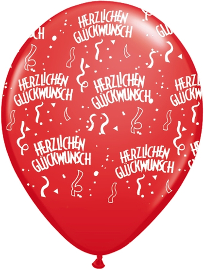 10 Luftballons Herzlichen Glückwunsch von Qualatex 28cm