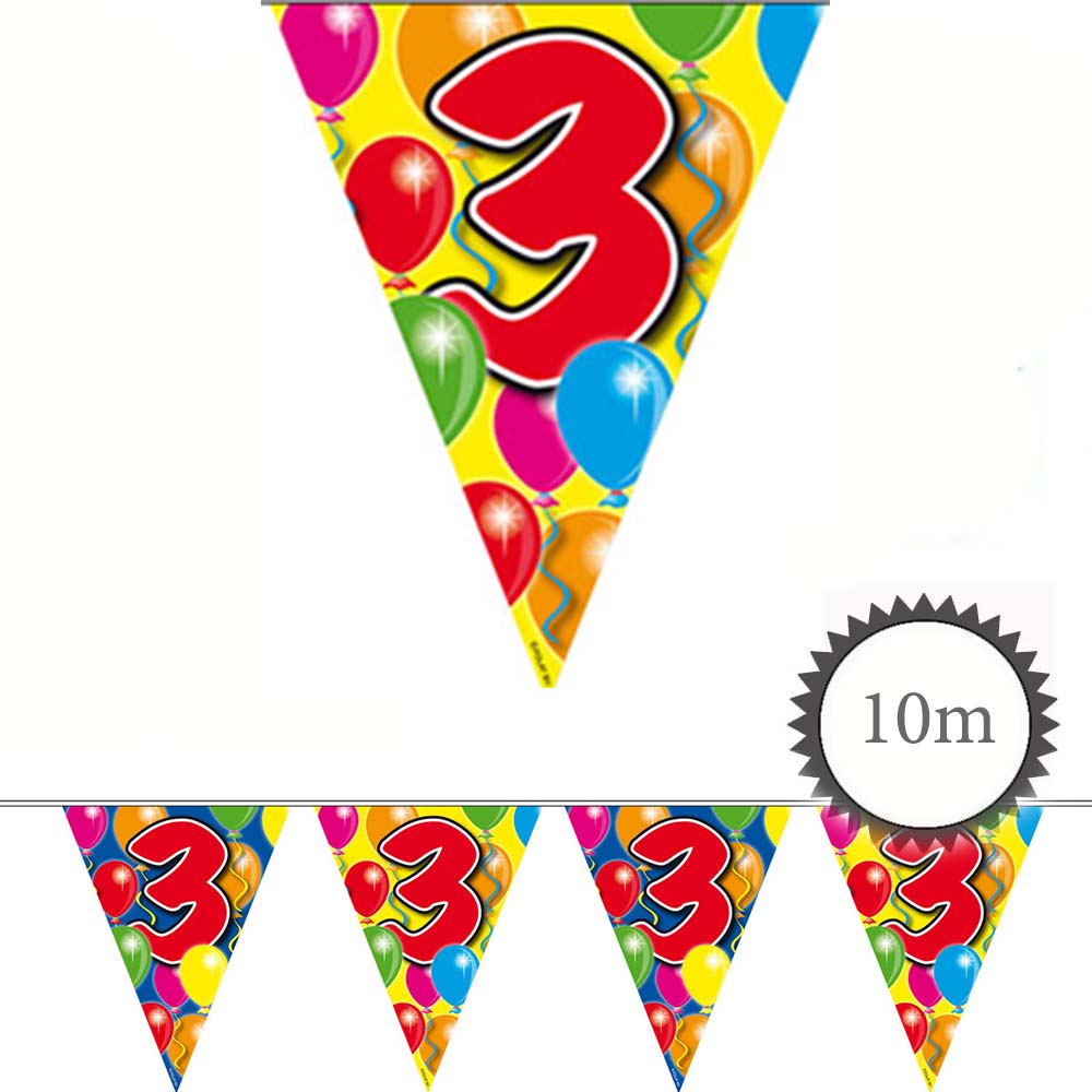 Wimpelkette Ballons 3 Geburtstag 10m