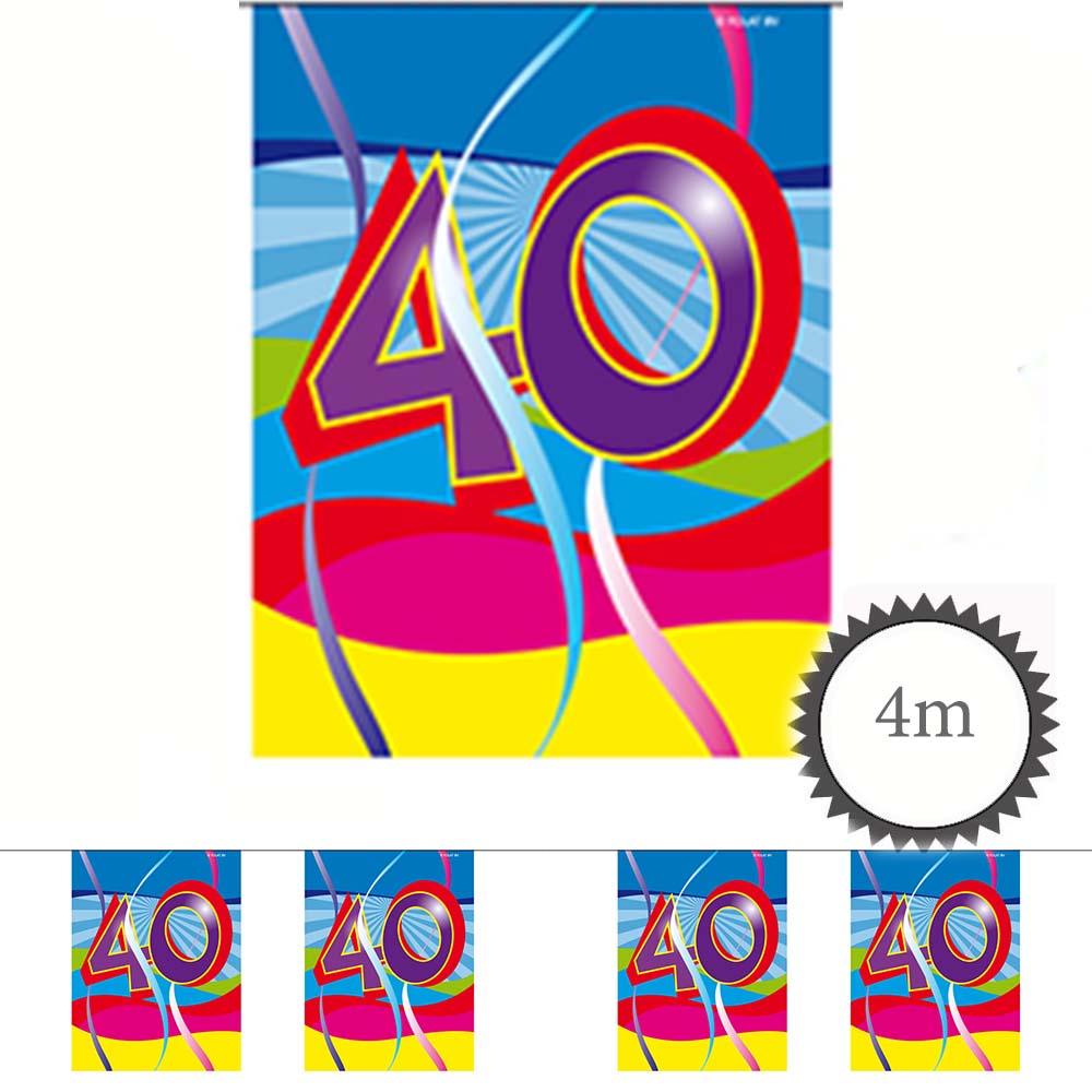 Mini Wimpelkette Swirl 40 Geburtstag 4m