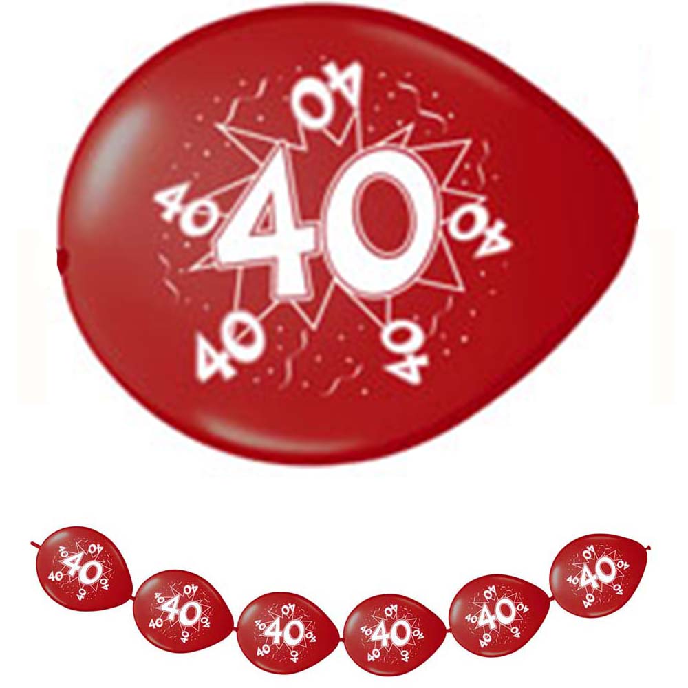 8 Verbindungsballons Zahl 40 rot