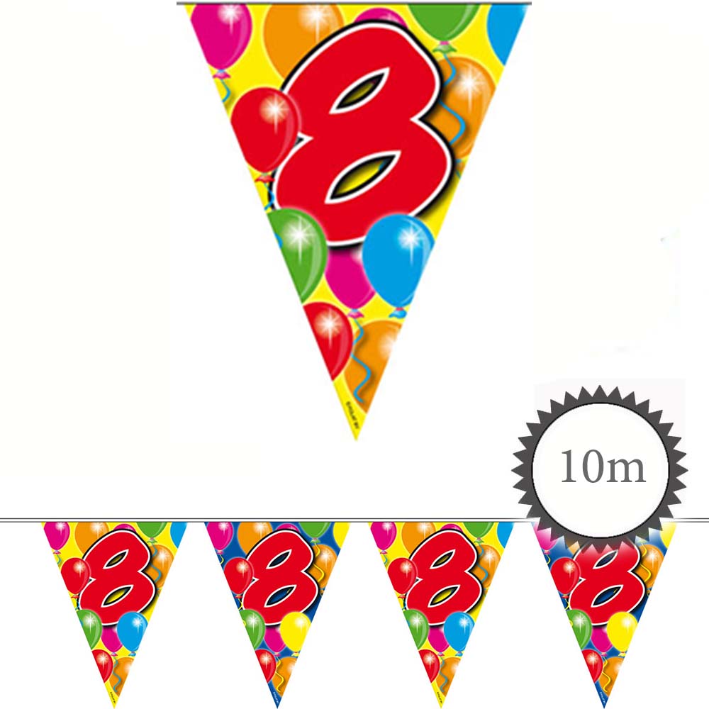 Wimpelkette Ballons 8 Geburtstag 10m