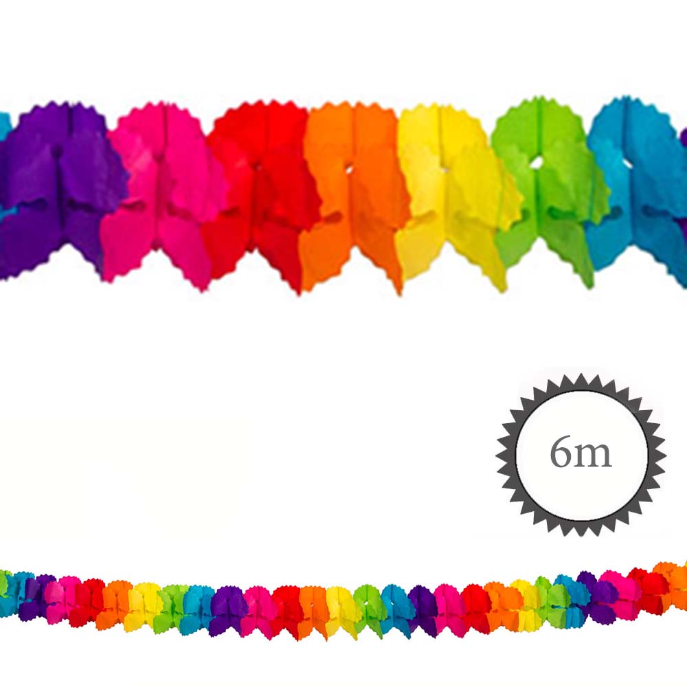 Wabenpapier Girlande Spirale Regenbogen 6m