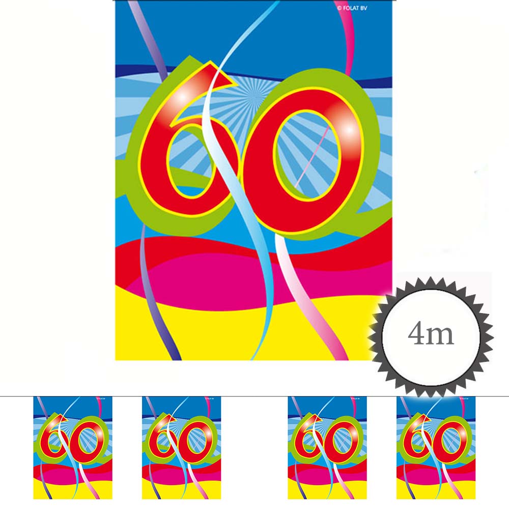 Mini Wimpelkette Swirl 60 Geburtstag 4m