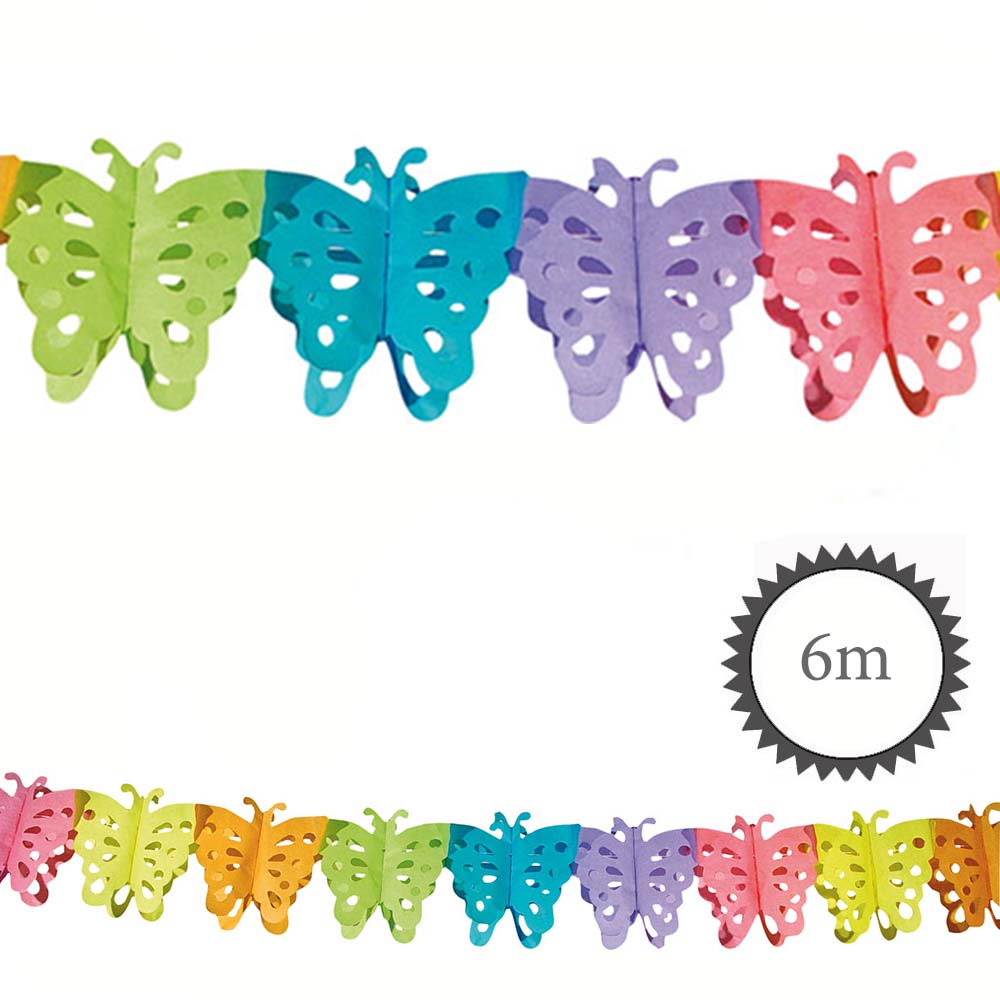 Papier Girlande Schmetterlingsform bunt 6m