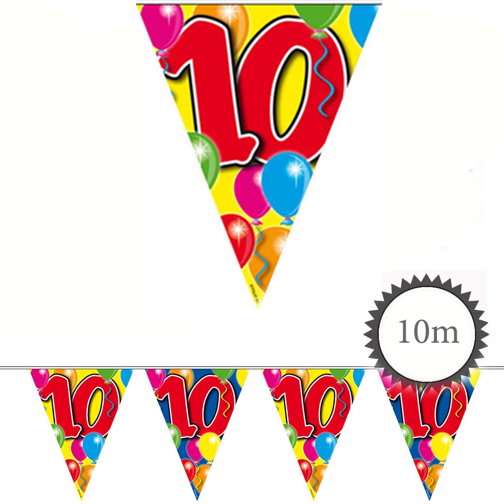 Wimpelkette Ballons 10 Geburtstag 10m