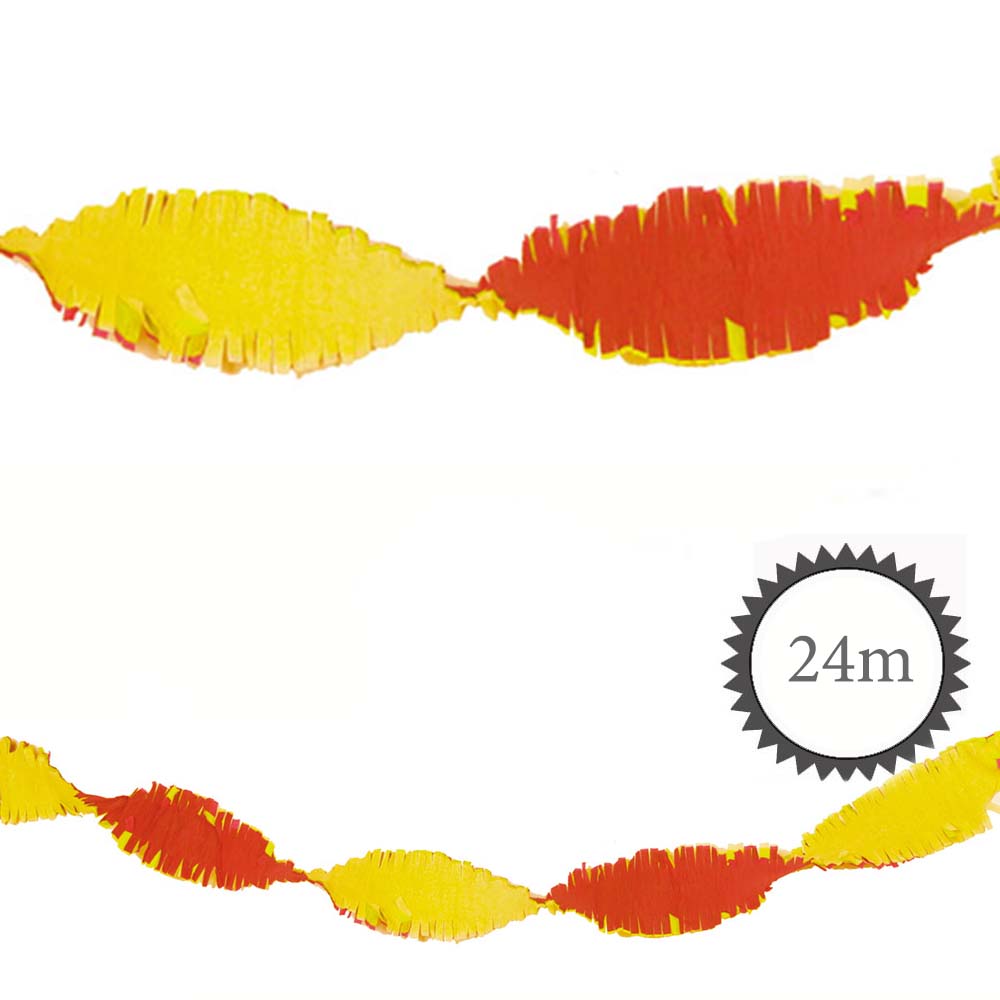 Krepp Girlande rot weiß gelb 24m