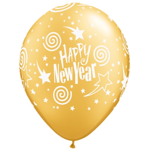 Latexballon New Year Swirling Gold 10Stück
