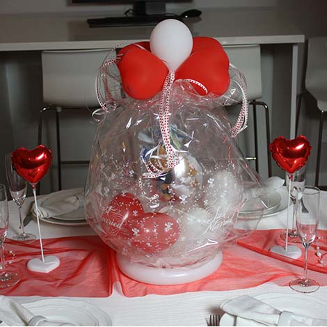 Verpackungsballon Hochzeit rot weiß