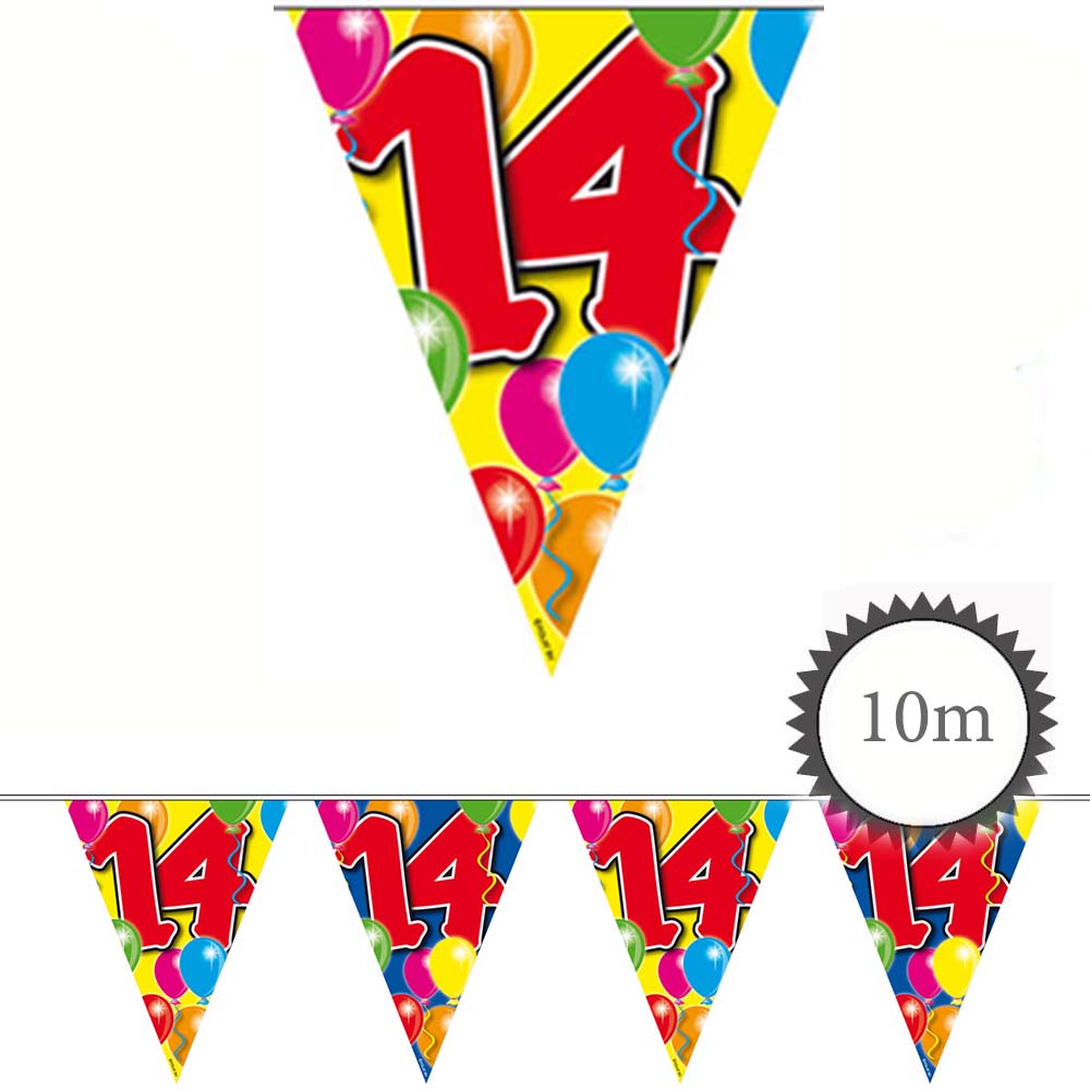 Wimpelkette Ballons 14 Geburtstag 10m