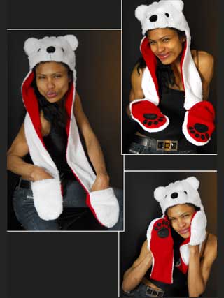 Weihnachtsmütze Eisbär mit Schal